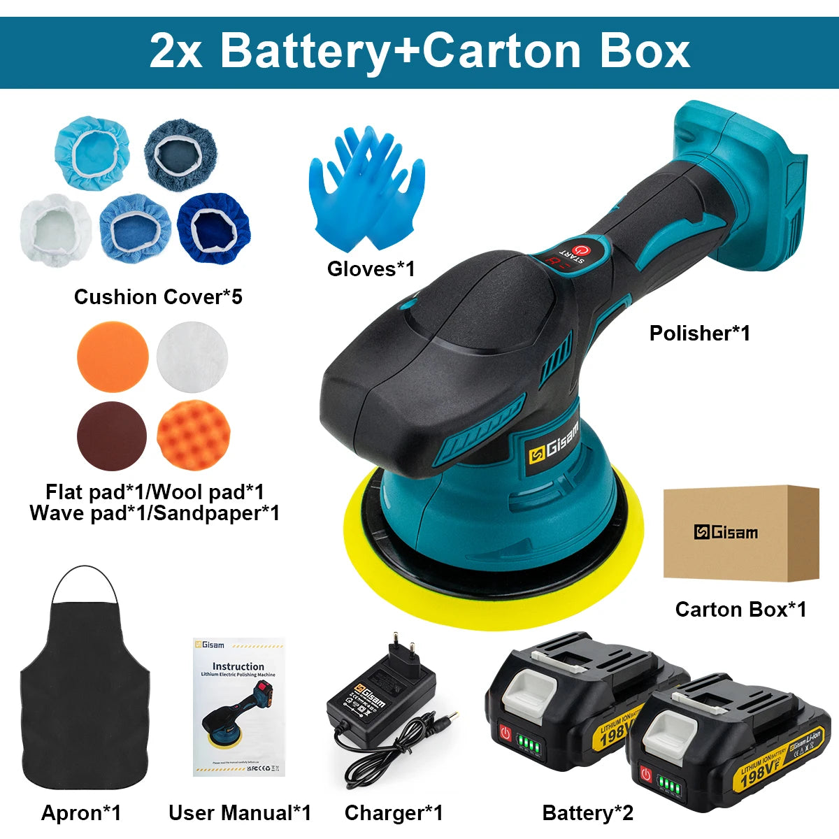 G perfil Akku-Autopolierer, 8 Gänge, verstellbar, automatisch, elektrisch, Wachsen, Schleifen, Versiegelung, Glasur, Elektrowerkzeug, passend für Makita 18 V Akku-Stift