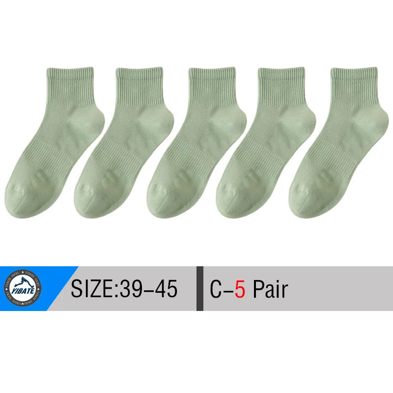 5/10 Pair Men's  Cotton Socks High Quality Breathable Mesh Socks Durable Solid Color Casual Socks Fashion Dress Socks Man.
