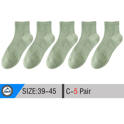 5/10 Pair Men's  Cotton Socks High Quality Breathable Mesh Socks Durable Solid Color Casual Socks Fashion Dress Socks Man.