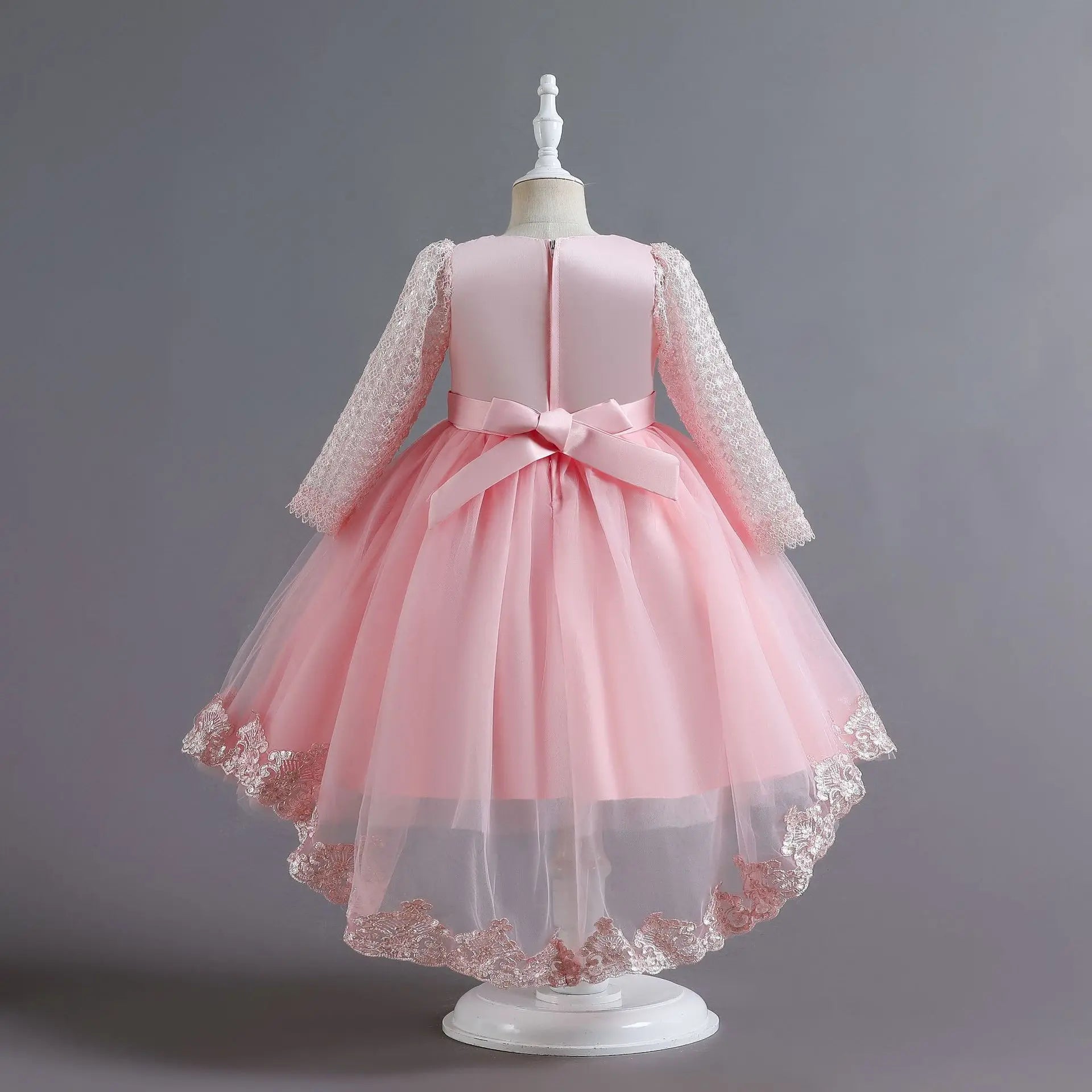 Party-Tüll-Kleider für Mädchen, langärmelig, Spitze, Perlen, nachgestelltes Prinzessinnenkleid für Kinder, Hochzeit, Geburtstag, Performance, Abendkleid.
