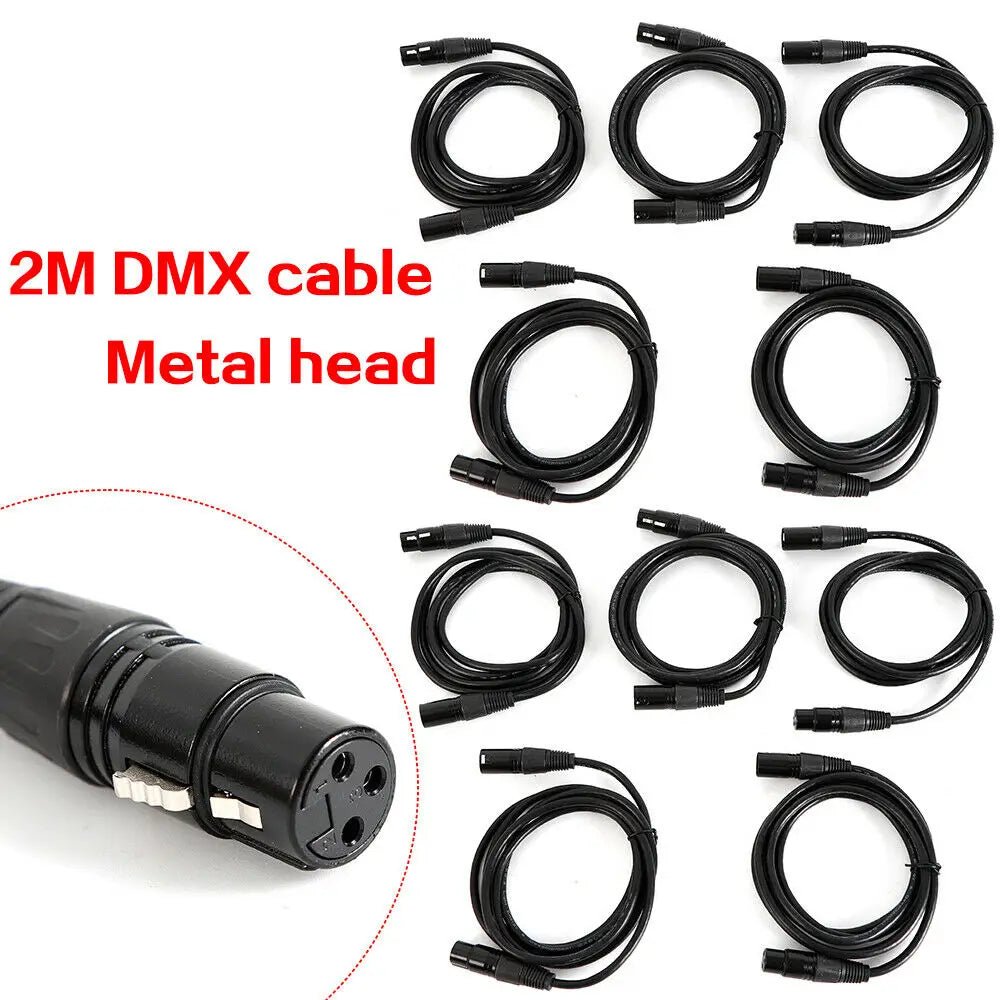 10 x Dmx Cable 2.0 m Xlr 3-Pole Male-Female For 110 Ohm Application.