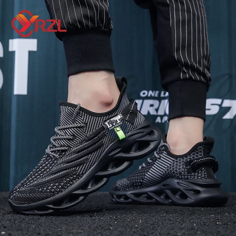 YRZL Men Sports Running Black Jogging Shoes Casual Sneakers Outdoor Breathable Mesh Women Light Shock-absorption Sneakers Men.