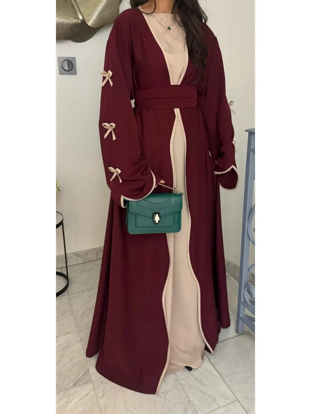 Eid Bow Abaya Women Cardigan Dress Muslim Party Caftan Robe Jalabiya Morocco Dubai Kaftan Islam Vestidos Largos Ramadan 2025