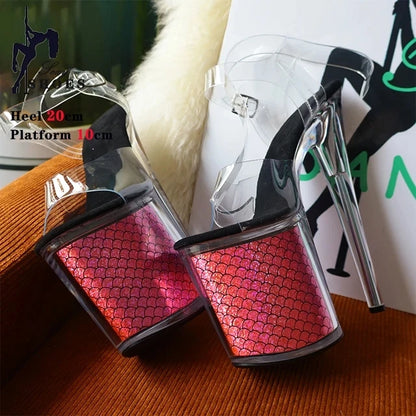 Platform sandals Girl shoes 20CM crystal Summer high heels ladies shoes on sale Pole Dance Pumps sandalias de mujer verano
