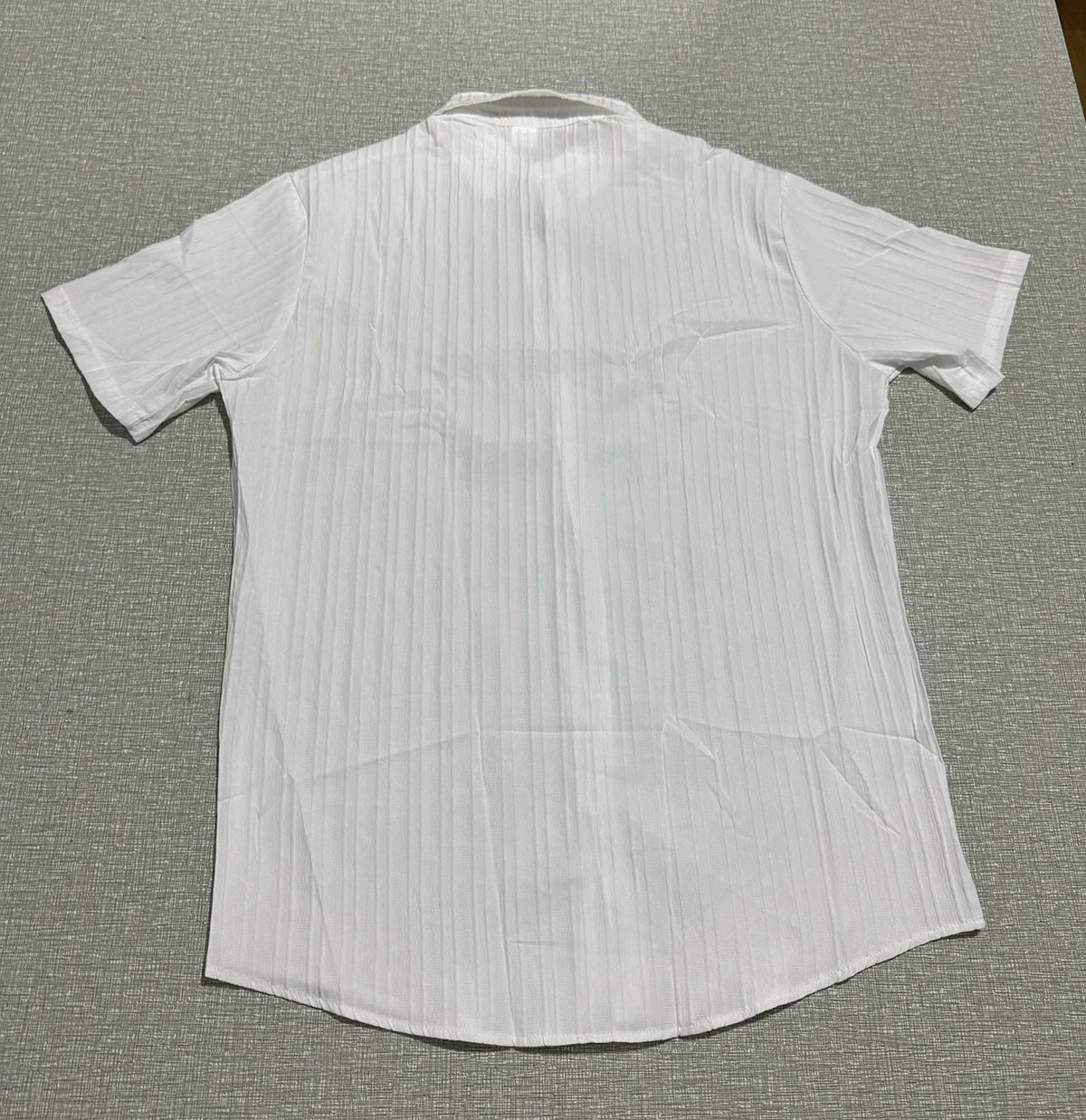 Lazy Street Style Vertical Stripe Slimming Shirt Shorts Two-piece Set No Need To Pair With Autumn Men's Thin Knit Sports Suit.