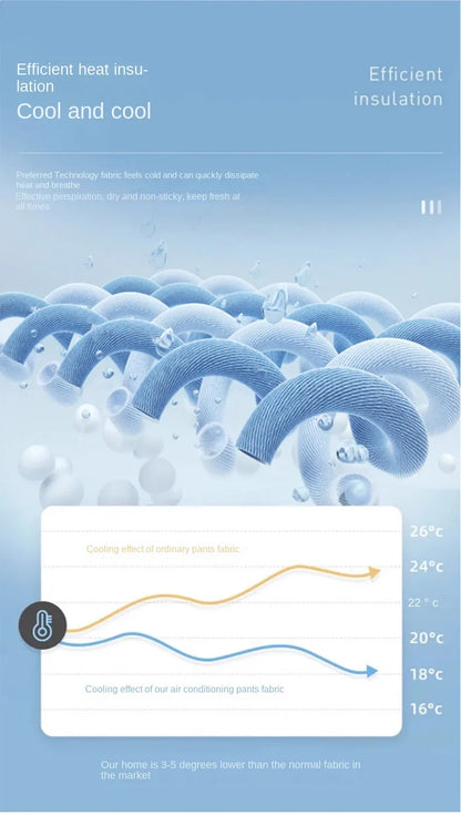 Ice Silk Men's trousers 2024 summer black-and-gray thin style business casual pants outdoor stretch breathable straight leg loos.