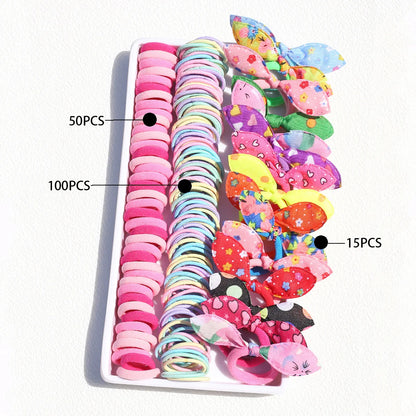 165-300PCS Hair Accessories Set Hairstyle House Play Toy Girl Elastic Hair Bands Butterfly Knot Hair Rope.