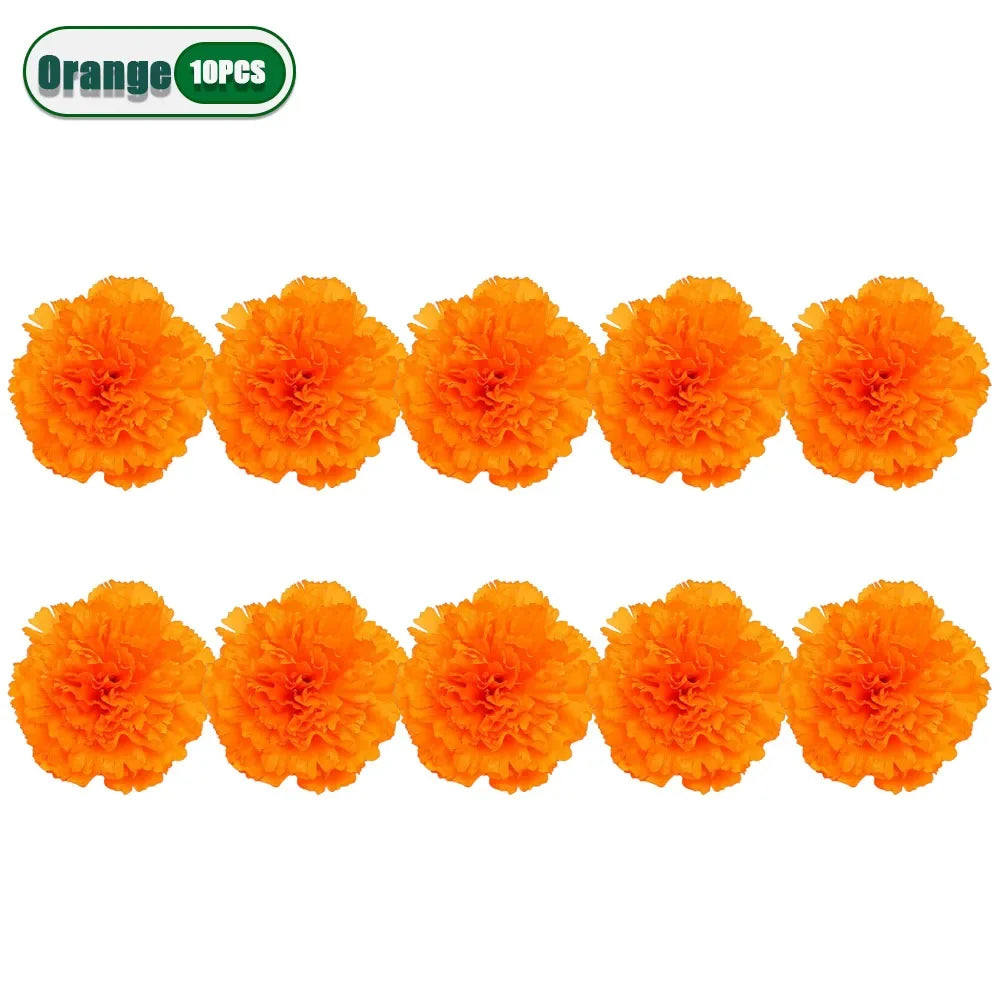 2,17 Zoll mexikanische Ringelblume künstliche Blumen Tag der Toten DIY Girlande String Halloween Diwali Party Home Outdoor Dekoration.