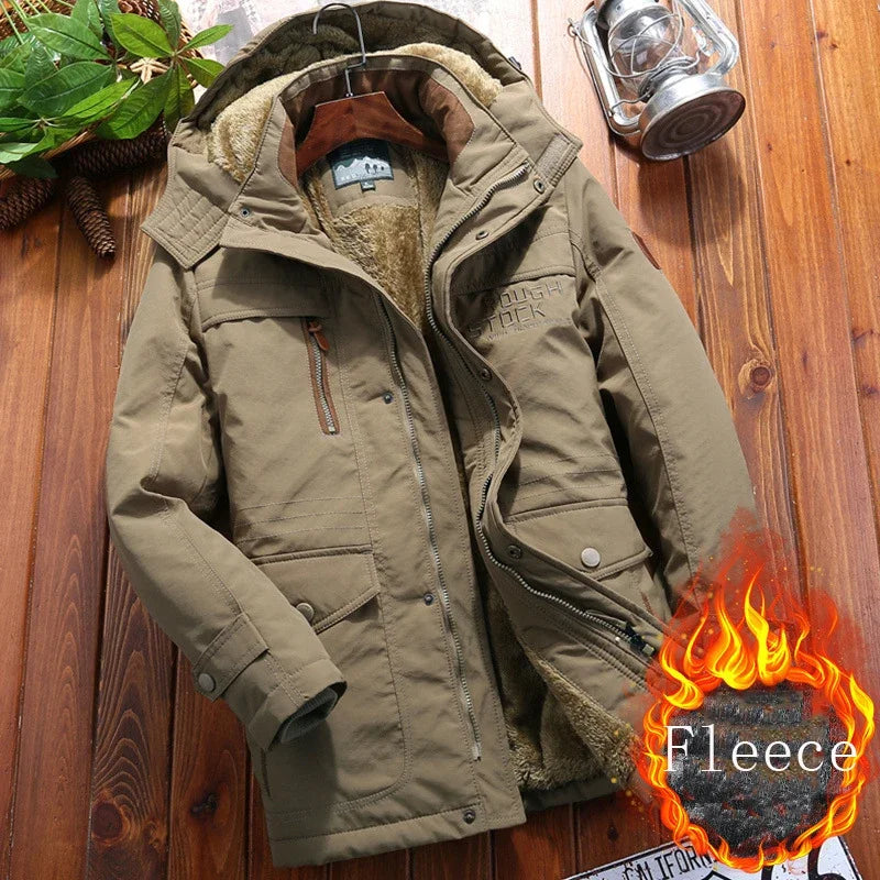 Winter Parka Men Windbreaker Fleece Thick Warm Fur Coats Male Retro Hooded Streetwear Overcoats Men's Windproof Jackets 6xl.