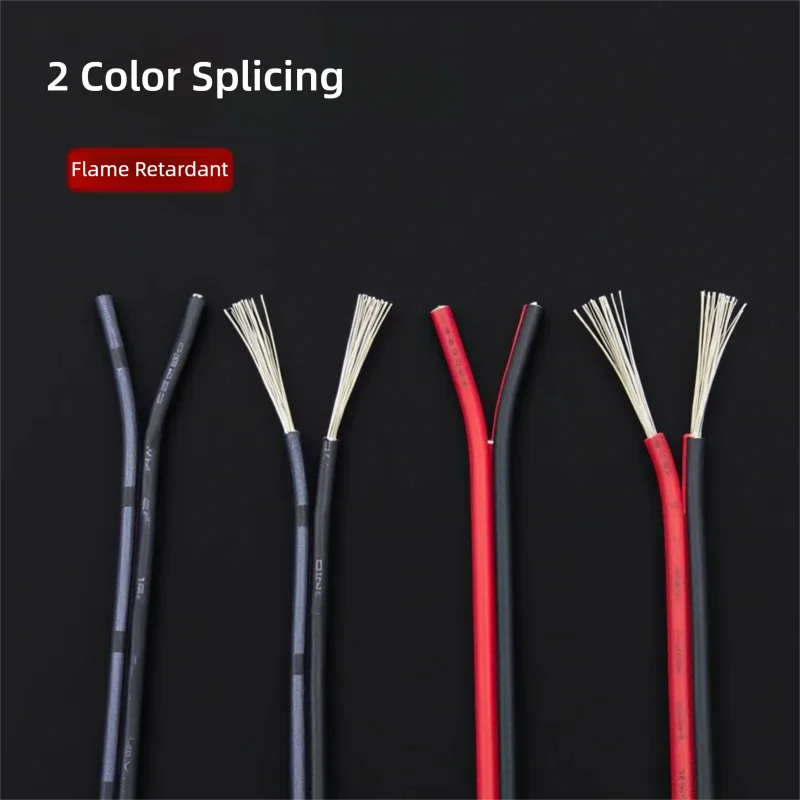 2 Pin Wire Electric Copper Cable 28 26 24 22 20 18 16 AWG LED Strip Lamp Lighting Cable PVC Extend Cord White Black Red UL2468.