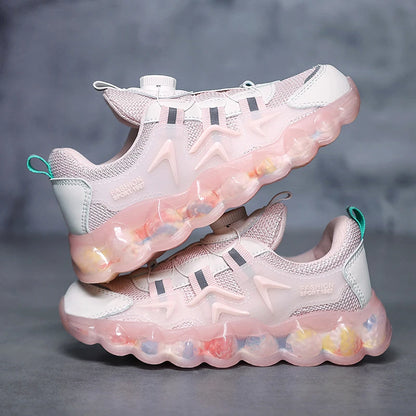 Kids Running Shoes Mesh Breathable Casual Sneakers for Children Lightweight Sport Shoes Boys Girl Non-Slip Pink Outdoor