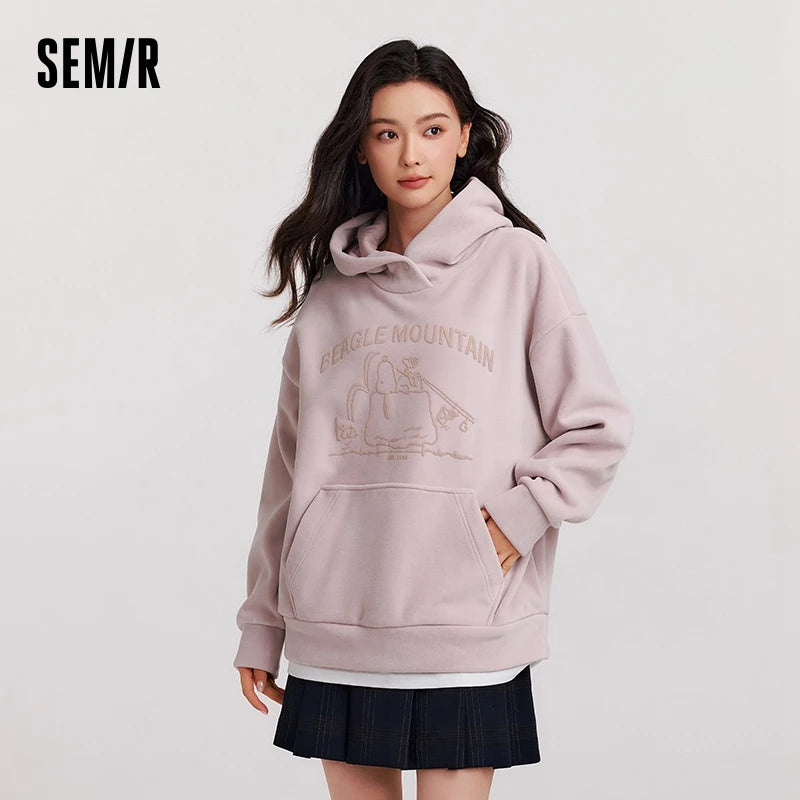 Semir Sweater Women Mid-Length Patterned 2024 New Oversize Warm Versatile Soft Winter Clothing.