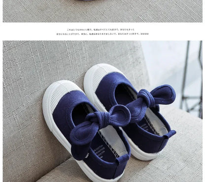 Korean Style Fashion Children Fashion Girls Canvas Shoes Versatile Bow Baby Kids Casual Shoes Simple Classic Candy Color Bowtie.