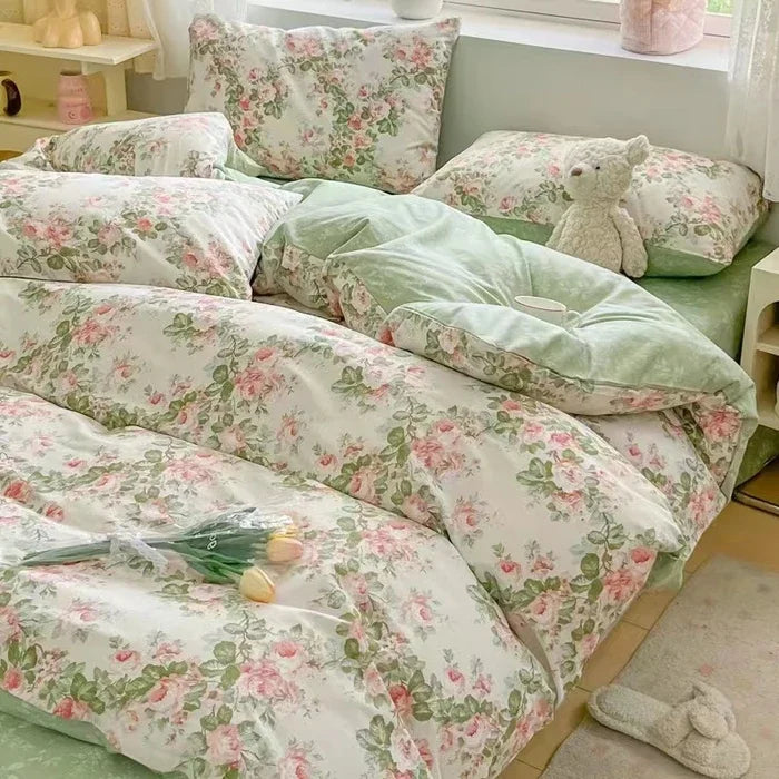 2025 new Cotton Duvet Cover Set with 2 Pillowcases 1 bed sheet - Elegant & Breathable Bedding Set,Fade-Resistant, Multiple Sizes