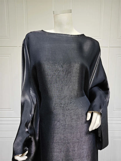 Batwing Butterfly Sleeve Satin Khimar Abaya Dubai Luxury 2024 Muslim Kaftan Dress Abayas For Women Kebaya Caftan Vestidos Femme.