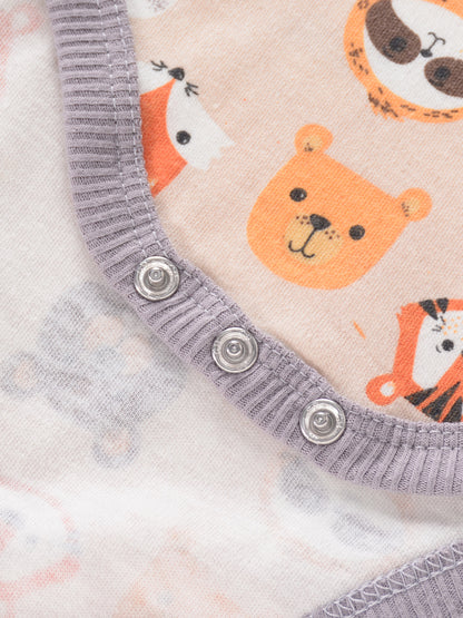 4PCS Neugeborenen Strampler Kurzarm Rundhals Cartoon Tier Blumen Drucken Body Onesies Für Baby Jungen Und Mädchen Kleidung