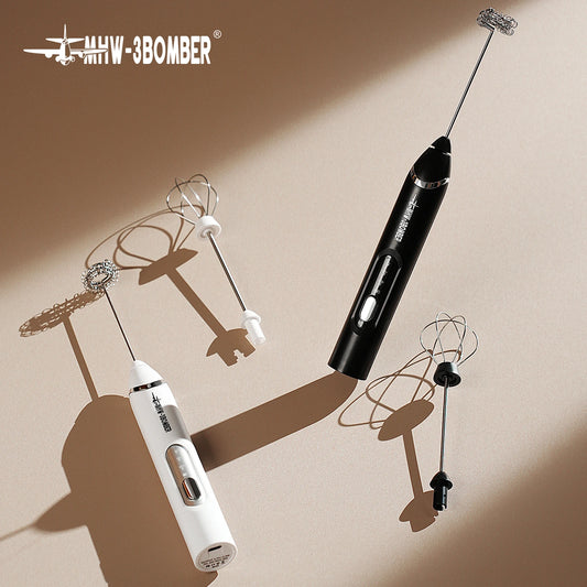 MHW-3BOMEBR Rechargeable Milk Frother Handheld Electric Foam Maker Stainless Steel Whisk Drink Mixer Foamer for Latte/Cappuccino.