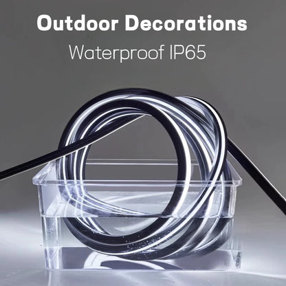 1-5m Black Silicone Tube LED Neon Light DC12V Flexible Recessed Diffuser Channel Waterproof Wall Ceiling Ribbon Rope Strip Light.