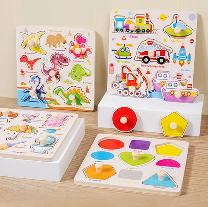 Montessori Baby Toys Wooden 3d Puzzle Cartoon Animal Intelligence Jigsaw Puzzle Early Learning Educational Toys for Children.