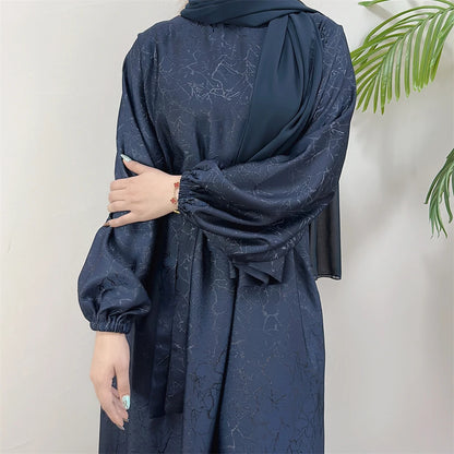 Ramadan Eid Satin Dubai Long Modest Dress Abaya Damen Islam Muslim Kaftan African Dresses For Women Kebaya Robe Femme Musulmane.