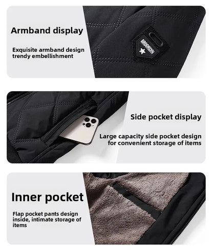 2025 Men's Warm Parker Coat Autumn/Winter Outdoor Sports Thick Anti Cold Cotton Jacket Stand up Collar Checkered Cotton Coat.