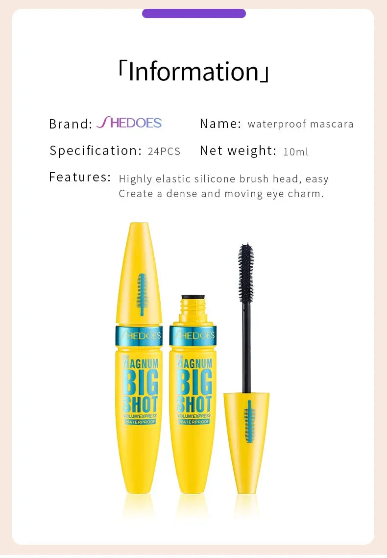 Pink Mascara Waterproof Long Lasting Curling False Eyelash Professional Volume Natural Eyelash Makeup Tools  Lashes Brush.