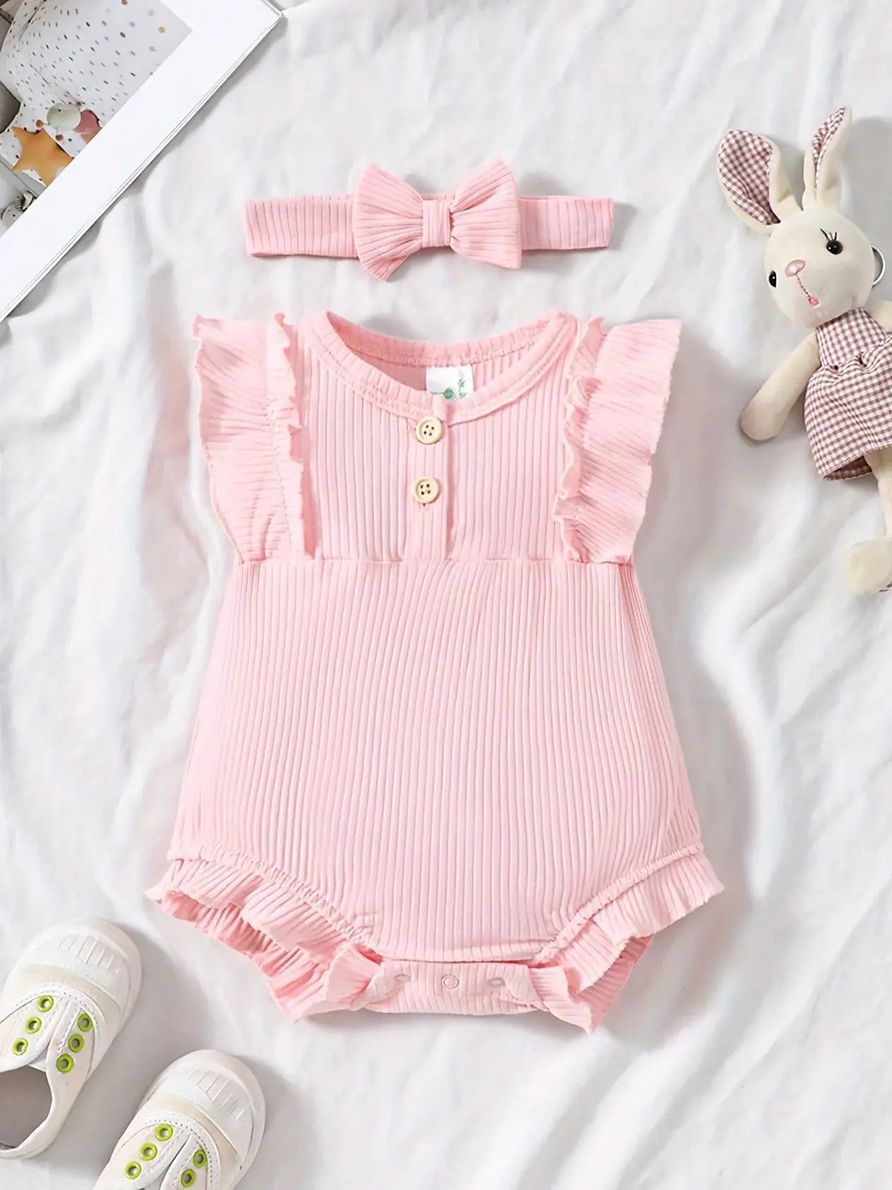 2-teiliger Sommer-Overall für Babys mit Rundhalsausschnitt, Schmetterlingsärmel-Design, süßer, süßer und lebhafter Overall im Prinzessinnen-Stil für Neugeborene.