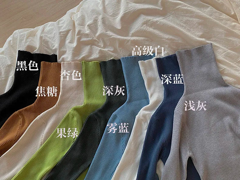 Gestrickte Pullover Frauen Koreanische Version Rollkragenpullover Winter Einfarbig Pullover Abnehmen Innen Läppen Warme Grundlegende Tops.