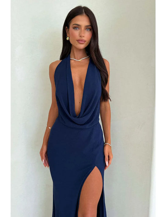 Arctic Cat Sexy Tiefem V-ausschnitt Hohe Schlitz Rückenfreies Party Kleid Für Frauen Elegante Ärmel Schlank Urlaub Strand Sommer Kleidung 2025.