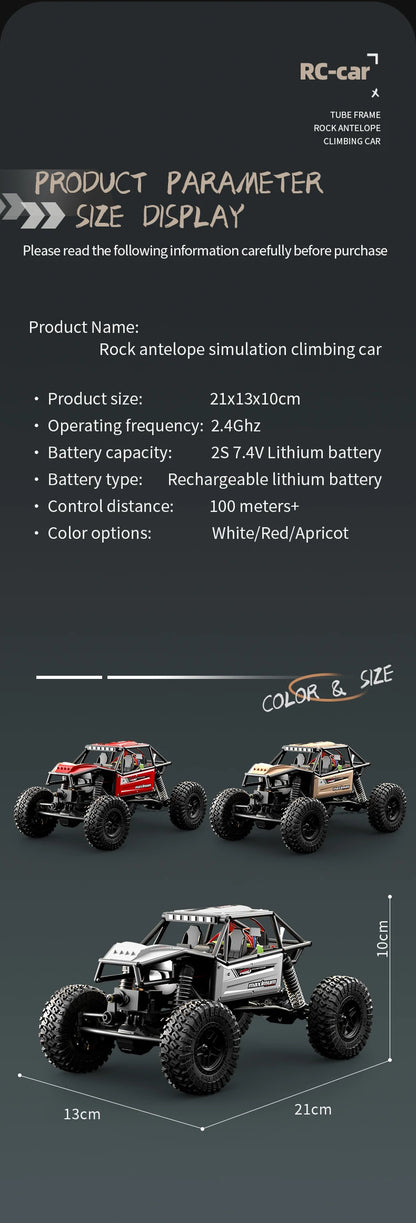 1/18 RC Climbing Car 4WD Off-road Remote Control Vehicle RTR Rock Crawler Big-wheel 4x4 Electric Truck Model Toys for Kids