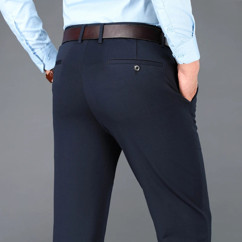 Men's Business Casual Pants Spring Summer Elastic Trousers Office Suit Pants Quick Dry Formal Pants Breathable Comfortable.