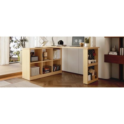 140 x 104 x 75 cm großer multifunktionaler Büroschreibtisch, sechsfacher Aufbewahrungsschrank + Regal, perforierte Platte + Regal, langlebige, austauschbare Form