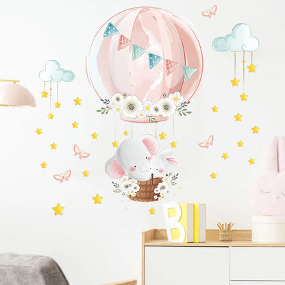 Cute Bear Moon Star Wall Stickers for Kids Rooms Girls Boys Baby Room Decoration Kawaii Cartoon Animal Nursery Wallpaper Vinyl.