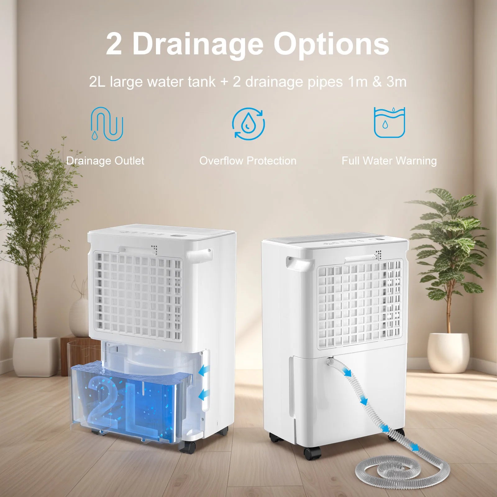 Electric 12L/Day Compressor Dehumidifier Air Purifier with Humidistat 24H Timer LCD Display Portable with Wheels for Home Damp.
