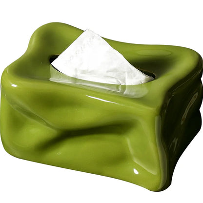 Light Luxury Olive Green Ceramic Tissue Box Bathroom Tissue Box Household Living Room Coffee Table Desktop Ornaments Home Decor.