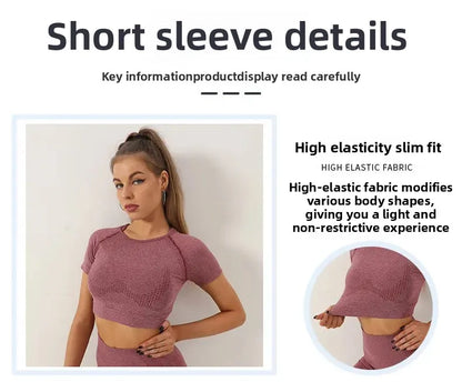 Seamless Dot Dot Yoga Suit High Waist Outdoor Sports Vest Running Quick Dry Top Fitness Yoga Pants Set Exercise Workout Clothes.