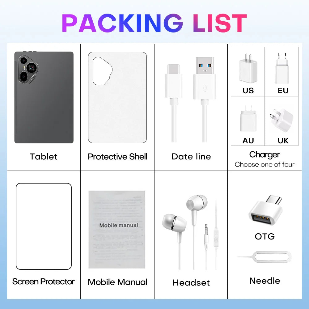 Original Tablet Pad 7 Ultra 11 Inch 16GB RAM 1TB ROM tablet Android 14 Core Pad Tablet PC Phone Dual Wifi tablette  8800mah