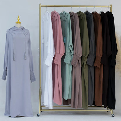 Ramadan Eid Dubai Linen Khimar Abaya Damen Muslim Modal Hijab Dress Kaftan Abayas For Women Kebaya Robe Femme Musulmane