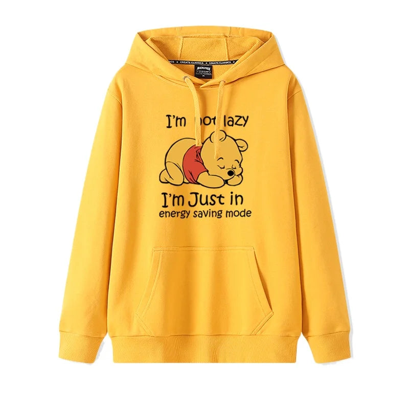 Cartoon Winnie the Pooh Mode einfacher Pullover Damen lockere und bequeme Kapuze vielseitige Paar Freundin Pullover Jacke.