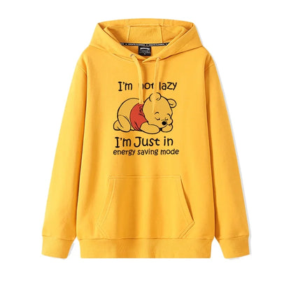 Cartoon Winnie the Pooh Mode einfacher Pullover Damen lockere und bequeme Kapuze vielseitige Paar Freundin Pullover Jacke.