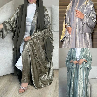 Ramadan Eid Shiny Satin Open Kimono Abaya Damen Dubai Luxury Muslim Kebaya Abayas For Women Kaftan Dress Islamic Clothing Femme.