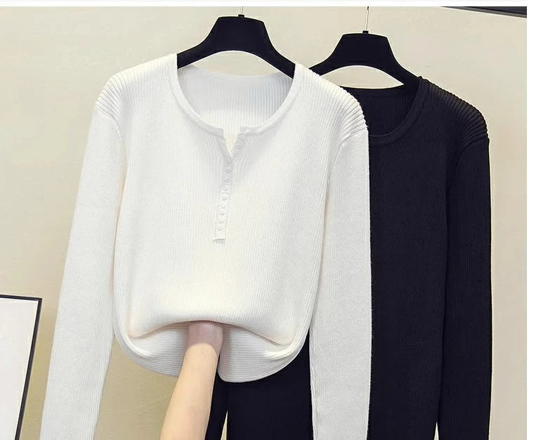 2026 gestrickte Frauen Pullover Taste V-ausschnitt Pullover Herbst Grundlegende Pullover für Weibliche Pullover Schlank Solide Bold Streifen Tops.