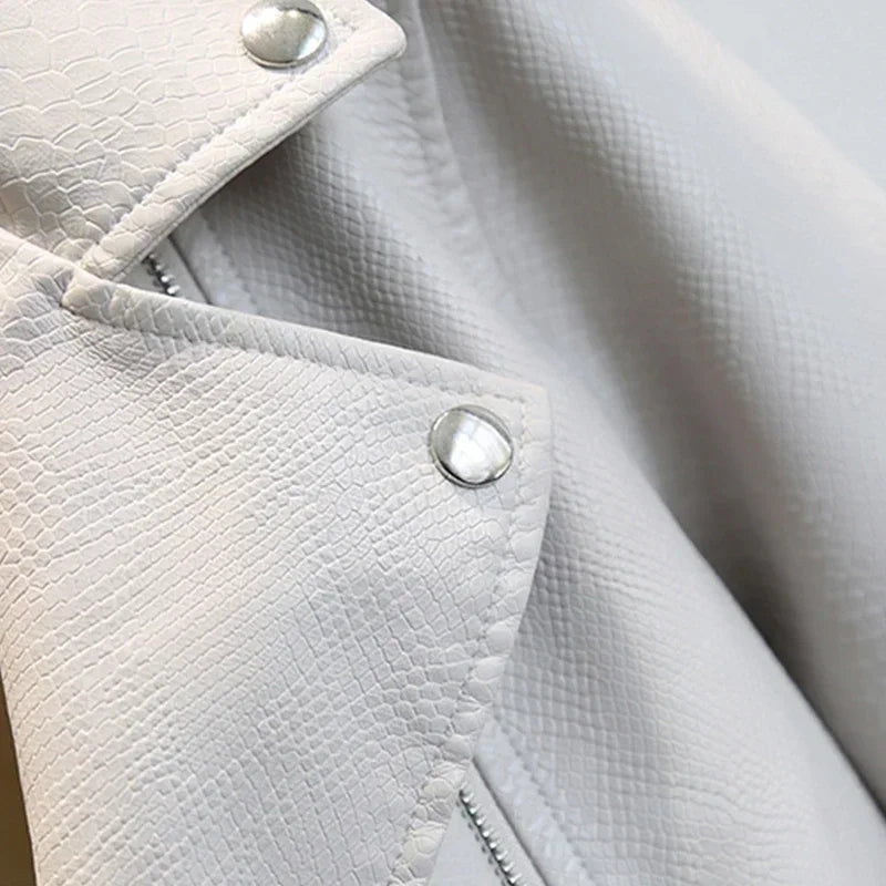 Dünne Jacke mit Gürtel Weibliche Streetwear Leder Mantel Biker Moto Frühling Herbst Frauen Faux Leder Jacke Oberbekleidung Neue Mode.