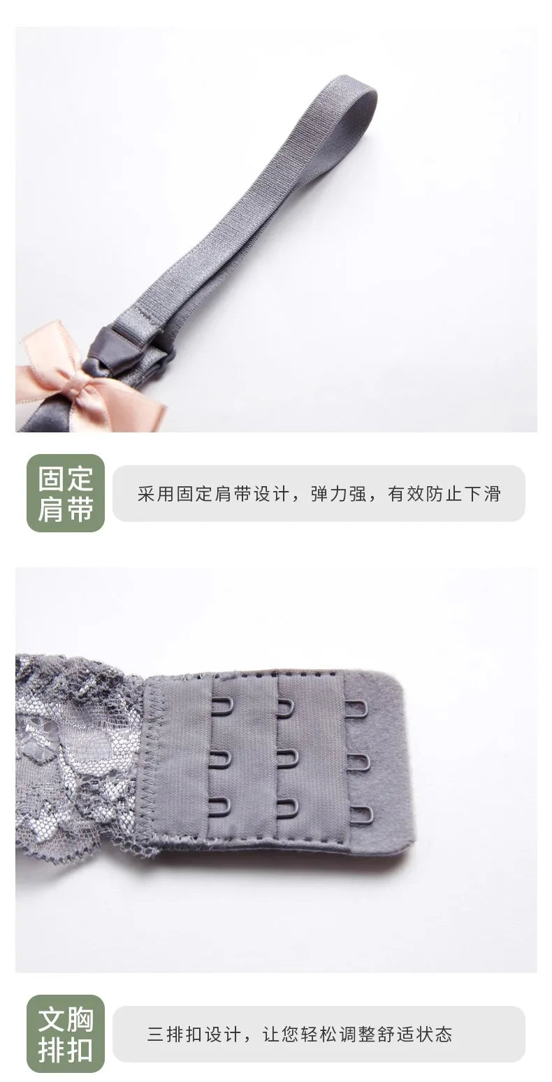 French Coquette Lace Bra Set Bow Straps Minimizer Large Bust Sheer Half Cup Balconette Push Up No Spill Underwire Sexy Lingerie