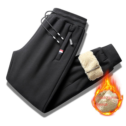 Winter Lambswool Warm Pants Men's Thick Fleece Thermal Trousers Men Fitness Jogging Drawstring Pants Male Sweatpants.