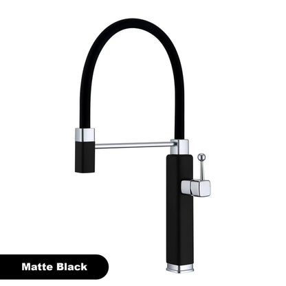 Modern red brass kitchen faucet with single handle and single hole ceramic valve core, hot and cold water pull-out sink Mixer