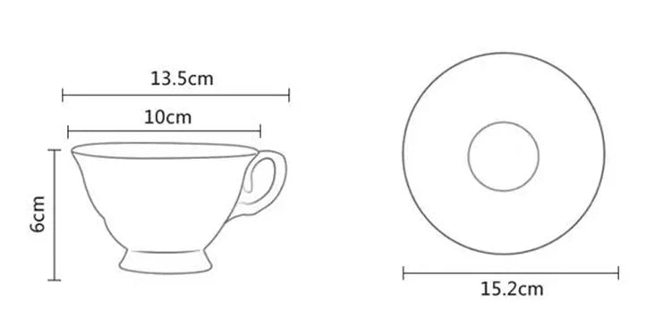 Tea Set Ceramic Coffee Cup Suit British Style High-Grade Bone China Golden edge Tea Cup And Saucer With A Spoon.