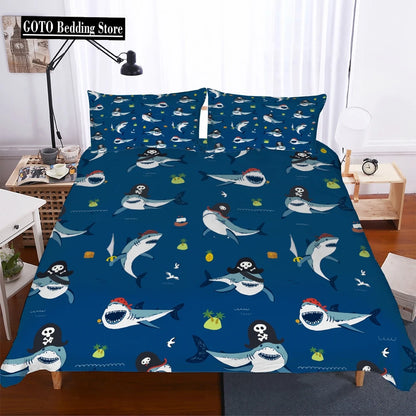 2021 Thick Bedding For Shark Ocean 3D Print Duvet Cover Pillowcases Black And White Bedding Sets Ropa De Cama Euro Size 2/3pcs.