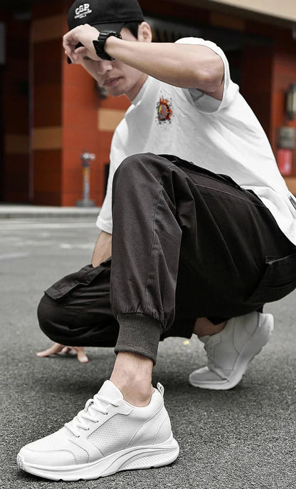 Männer Aufzug Schuhe Höhe Erhöhen Turnschuhe Schuhe für Männer 10 cm Sport Casual Schuhe Unsichtbare Innere Erhöhung 8 cm Weiße Schuhe.