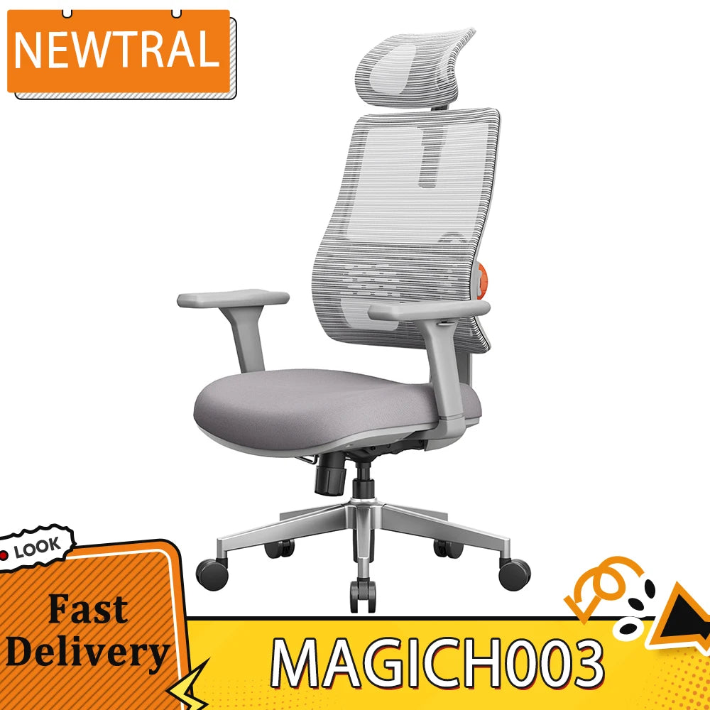 NEWTRAL MAGICH003 Ergonomischer Bürostuhl, automatisch ausgestellte Rückenlehne, verstellbare Sitztiefe der Kopfstütze, 3D-Armlehnenliege